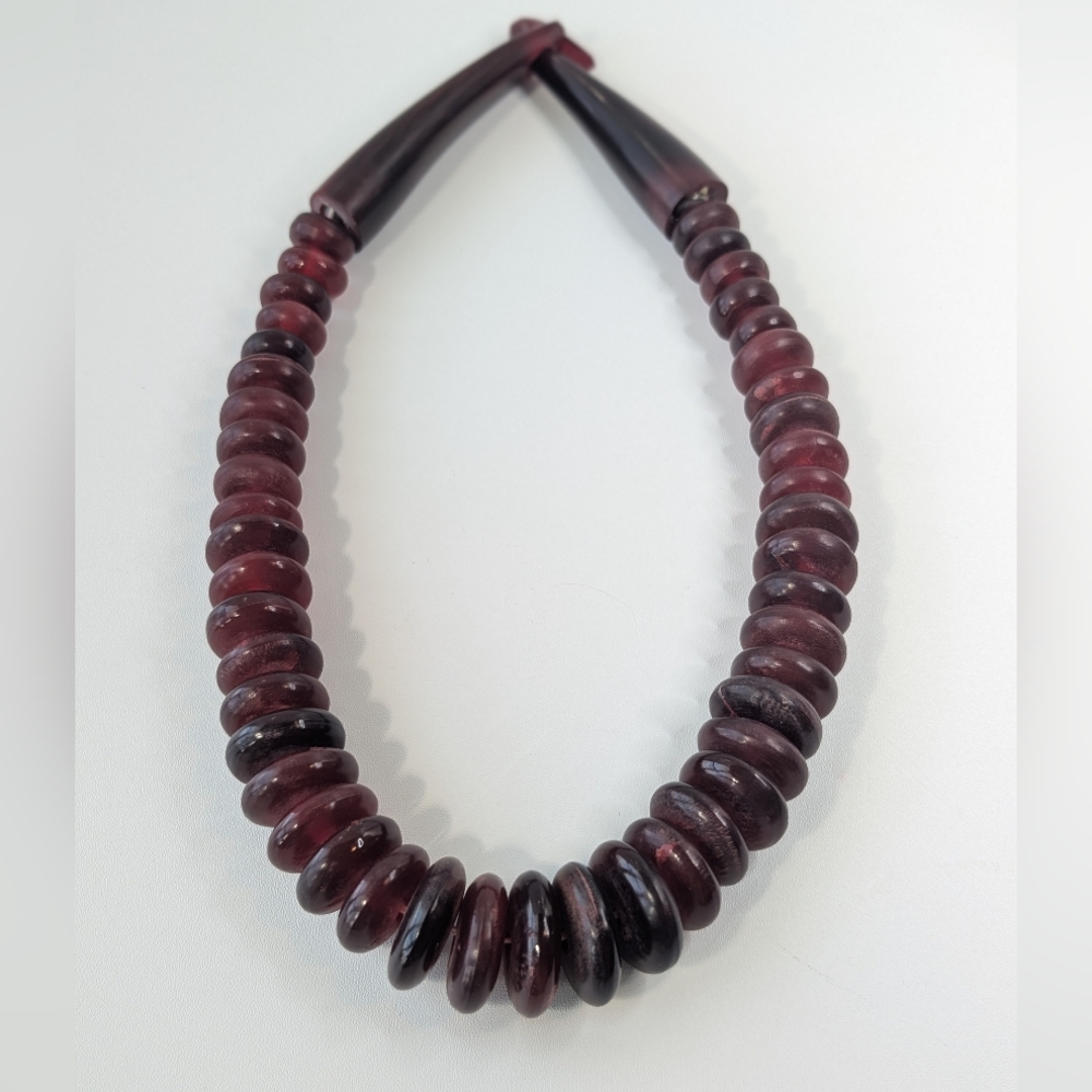 Vintage Horn Bead Necklace & Carved Hook Clasp | Designer Catherine Noll